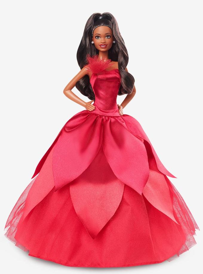 2022 Holiday Barbie, Dark-Brown Hair Free shipping