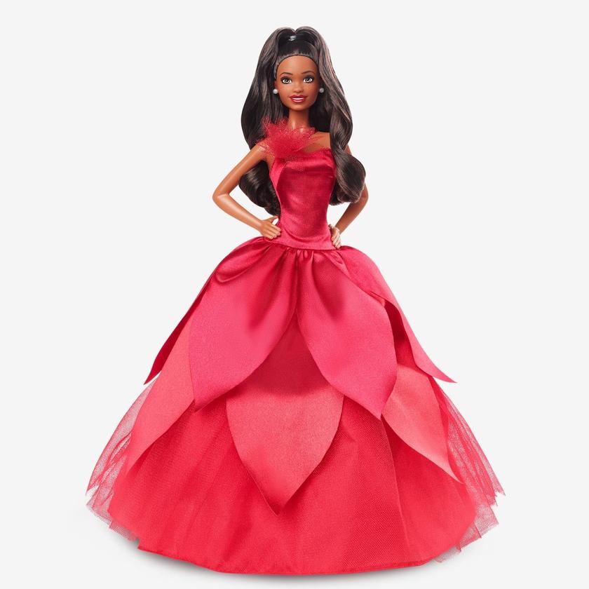 2022 Holiday Barbie, Dark-Brown Hair Free shipping