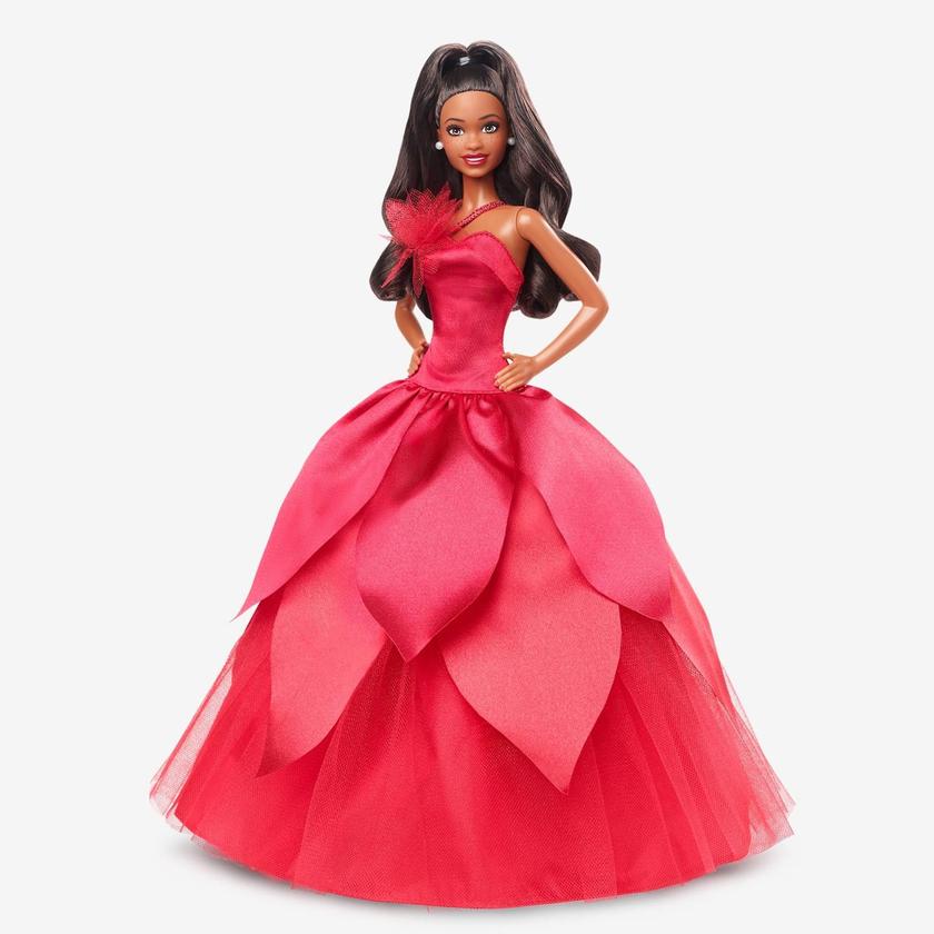 2022 Holiday Barbie, Dark-Brown Hair Free shipping