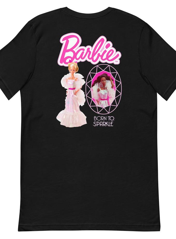 Barbie 1980's Crystal Born to Sparkle Black T-Shirt New Arrival