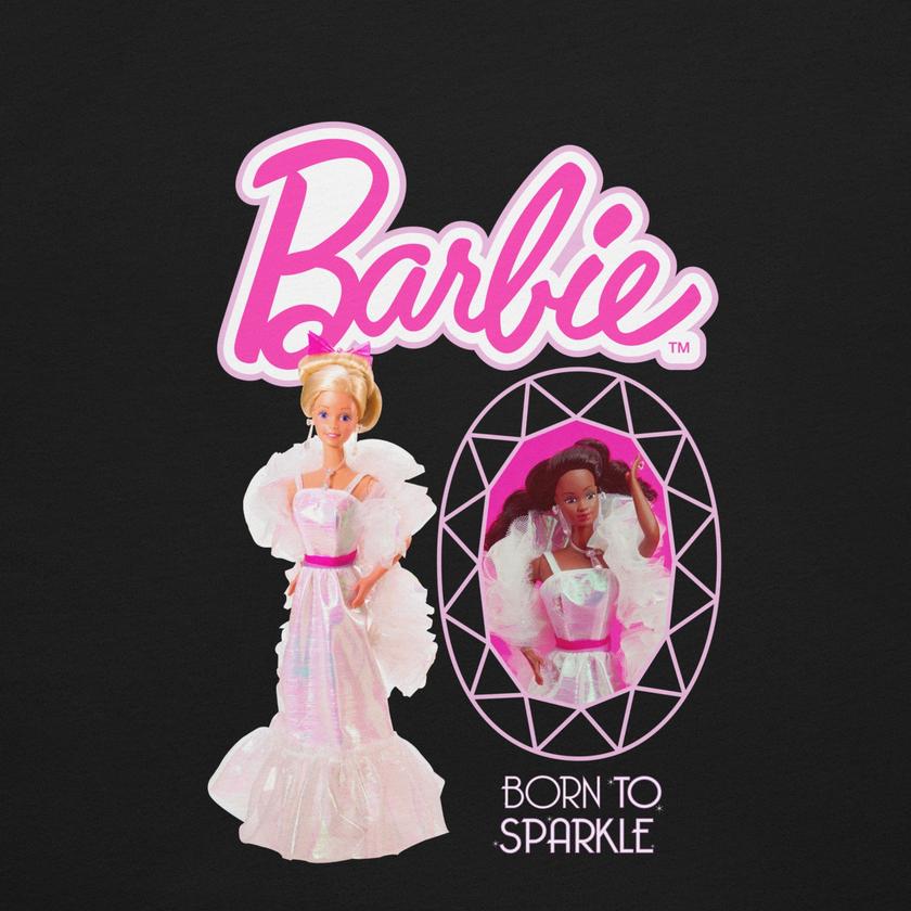 Barbie 1980's Crystal Born to Sparkle Black T-Shirt New Arrival