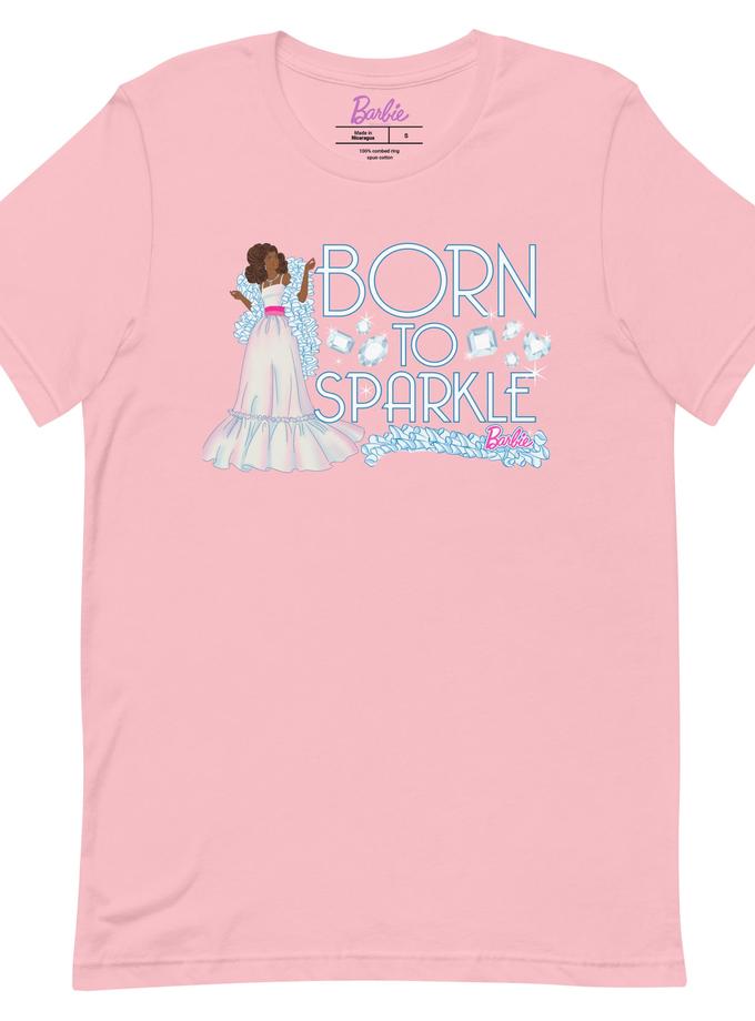 Barbie 1980's Crystal Born to Sparkle Pink T-Shirt Same Day Delivery