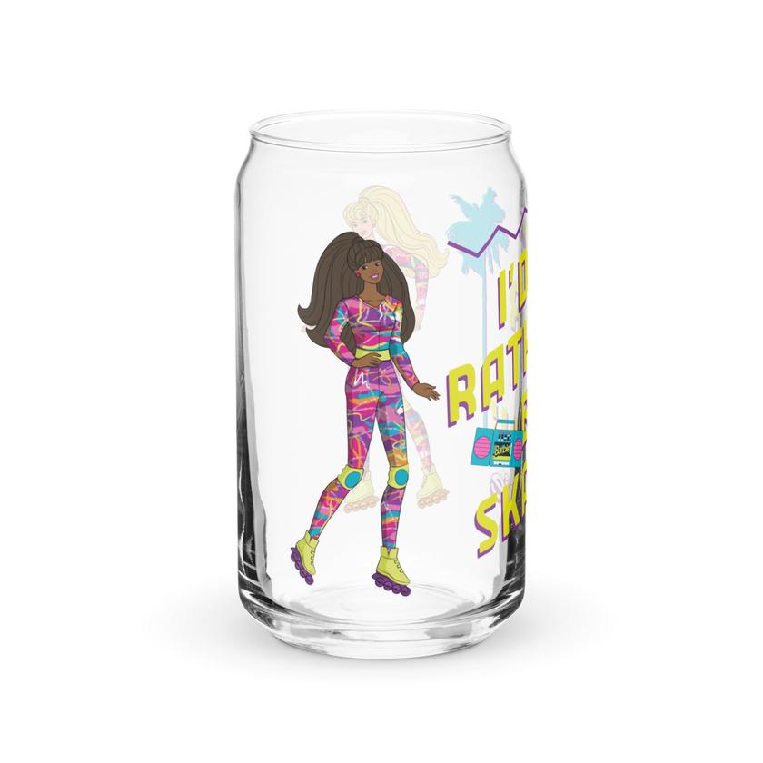 Barbie 1990's Hot Skatin' Can Shaped  Glass Best Seller