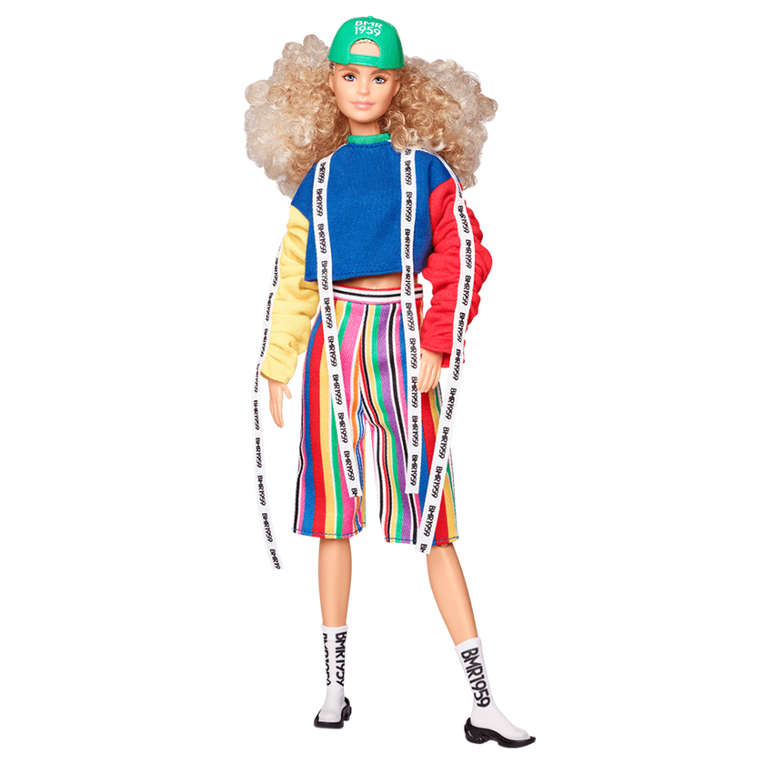 Barbie BMR1959 Doll - Color Block Sweatshirt with Logo Tape & Striped Shorts Free shipping