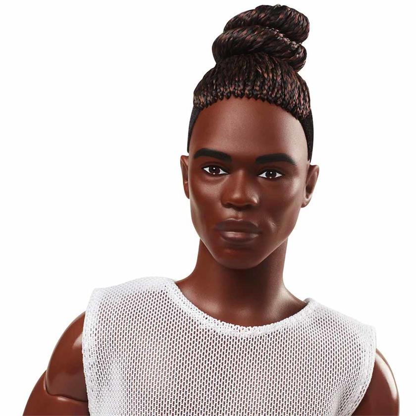 Barbie Looks Ken Doll (Brunette with Braids & Bun Hairstyle) Free shipping