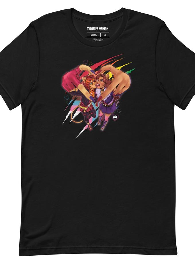 Monster High Pride Toralei & Clawdeen Black T-Shirt (Betsy Cola) New Arrival