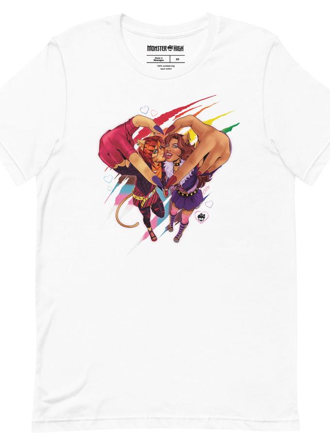 Monster High Pride Toralei & Clawdeen White Unisex T-Shirt (Betsy Cola) Free shipping