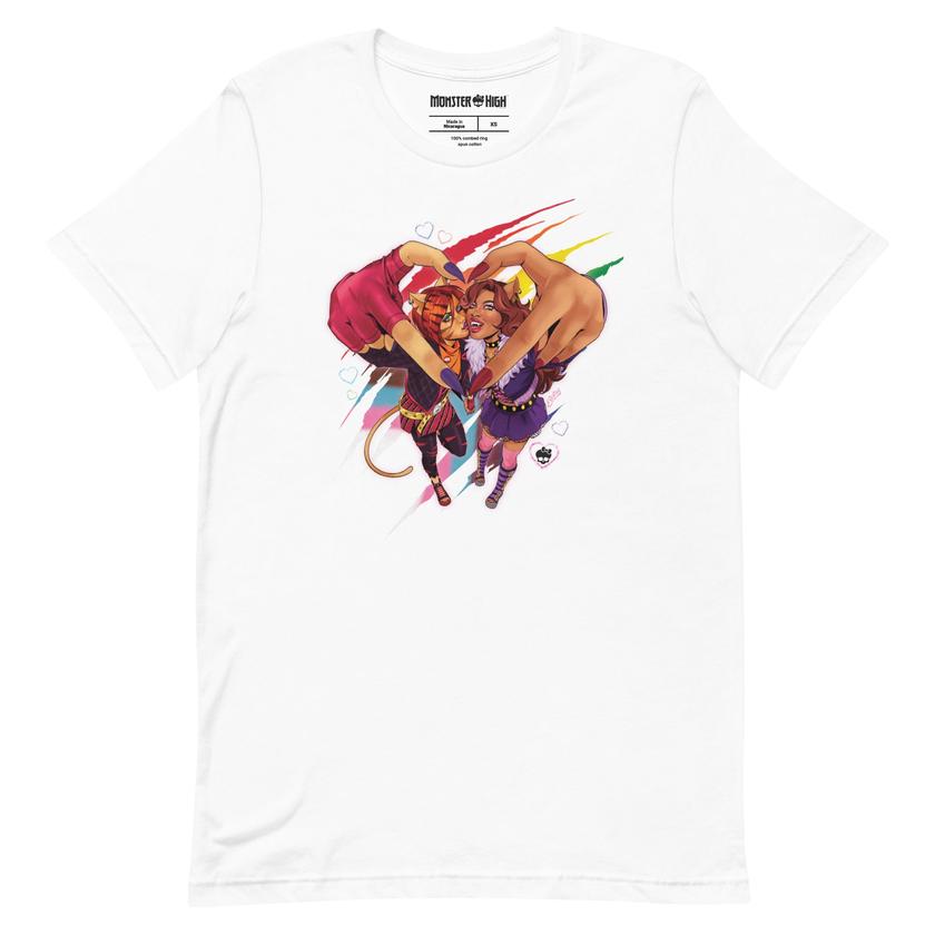 Monster High Pride Toralei & Clawdeen White Unisex T-Shirt (Betsy Cola) Free shipping