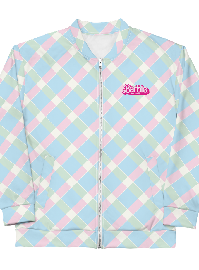 Printed Plaid Unisex Bomber Jacket - Barbie the Movie For Sale