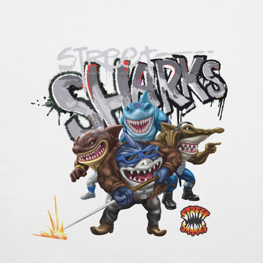 Street Sharks Spray Paint T-Shirt Free shipping