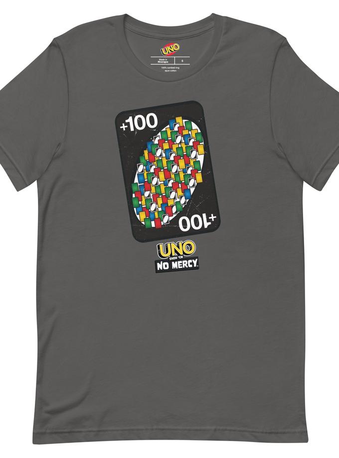 UNO +100 Card Grey T-Shirt On Sale